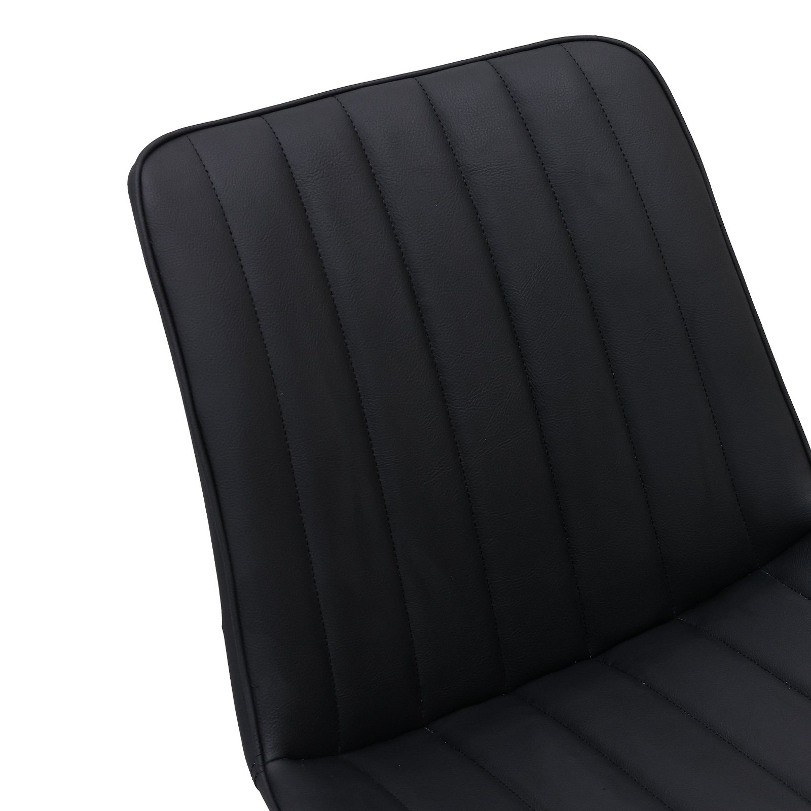 Black PU Leather Dining Chair With Metal Legs, Wave Pattern Upholstered Armless Chair Set Of 6 For Kitchen, Restaurant, Living, Meeting Room_maomaolike.com